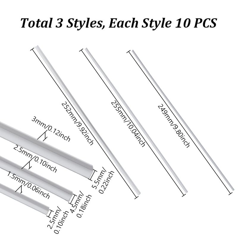 AHANDMAKER 30Pcs 3 Sizes ABS Plastic L Shape Bars Right Angle Bars, 250mm Long 2.5mm 4.5mm 5.5mm Wide Styrene White Rods for DIY Building Architectural Model Making - Image 2